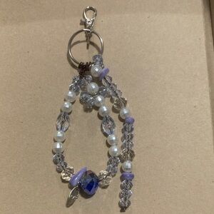 New vintage Crystal Beaded Key Holder with Purple Accents